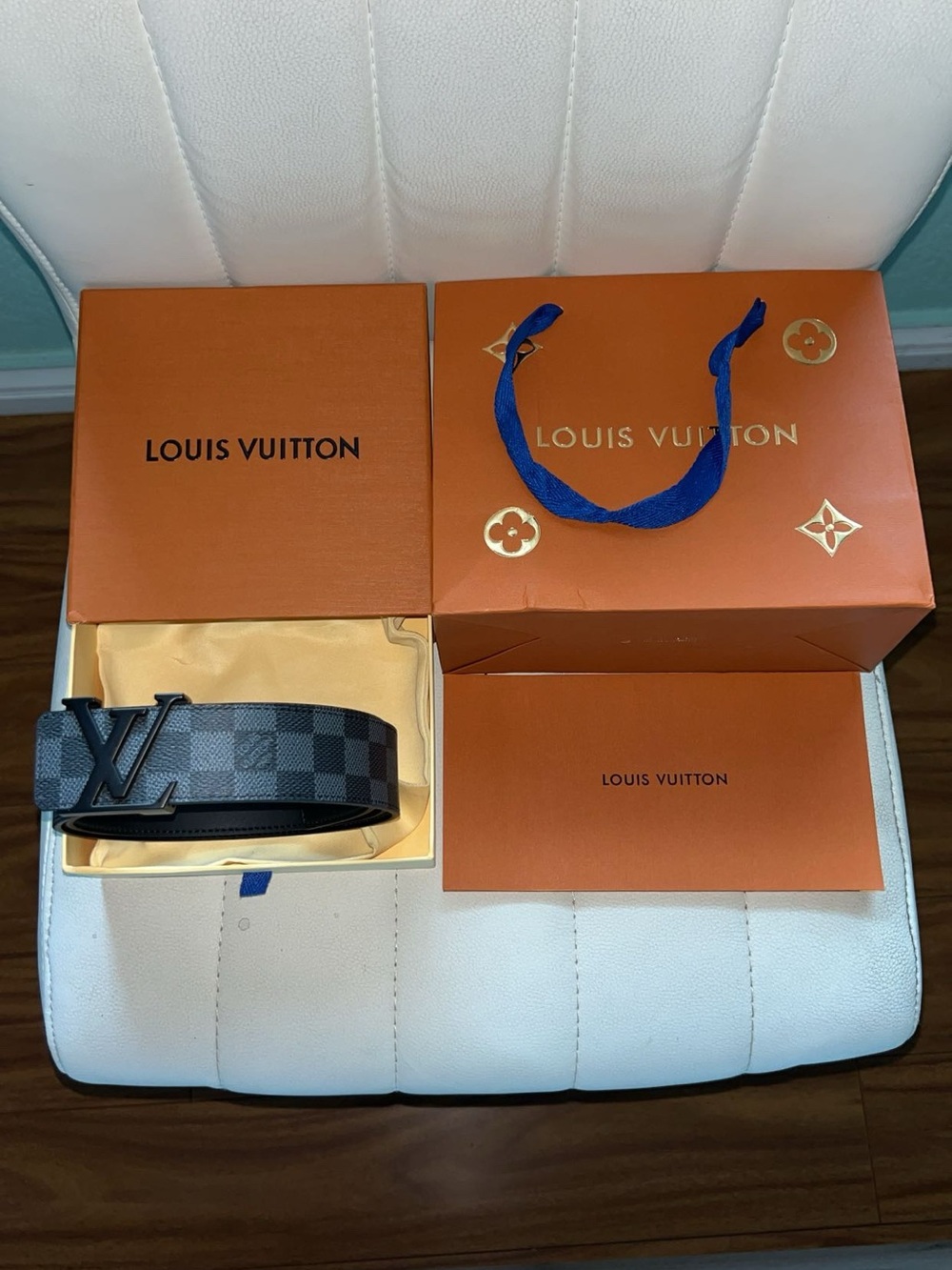 Louis Vuitton Damier Graphite LV Initiales Belt in Black